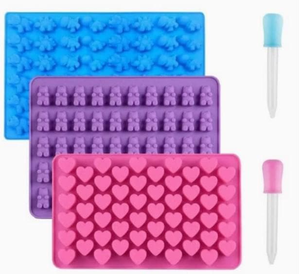 Silicone Candy Mold Set Mini Care Bear Dinosaur Fondant Mold with Dropper DIY Chocolate Cake 55