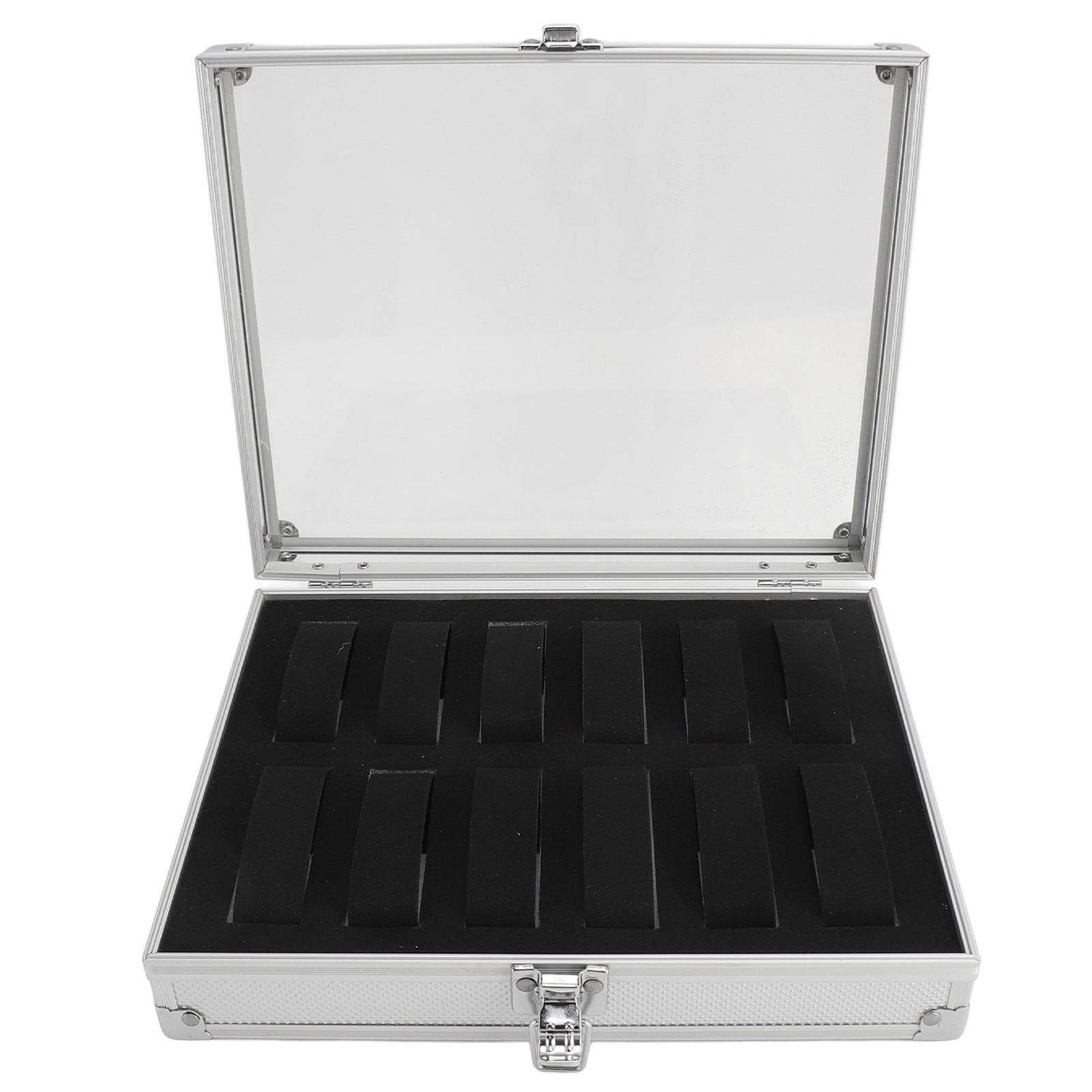 12 Grids Aluminum Watch Display Storage Box Rectangular Suede Side Aluminum Watch Jewellery Display