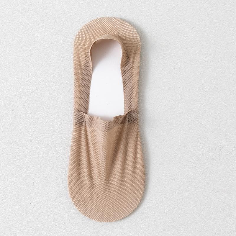 Men Socks Summer Thin Mesh Breathable Anti-Slip Invisible Shallow Mouth Socks Cotton Sole Leisure Low Barrel Socks khaki