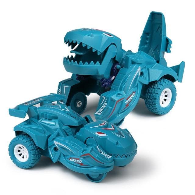 New Transforming Dinosaur Car Deformation Car Toys Inertial Sliding Dino Car Automatic Transform Toy Boys Amazing Gifts Kid Toy cyan