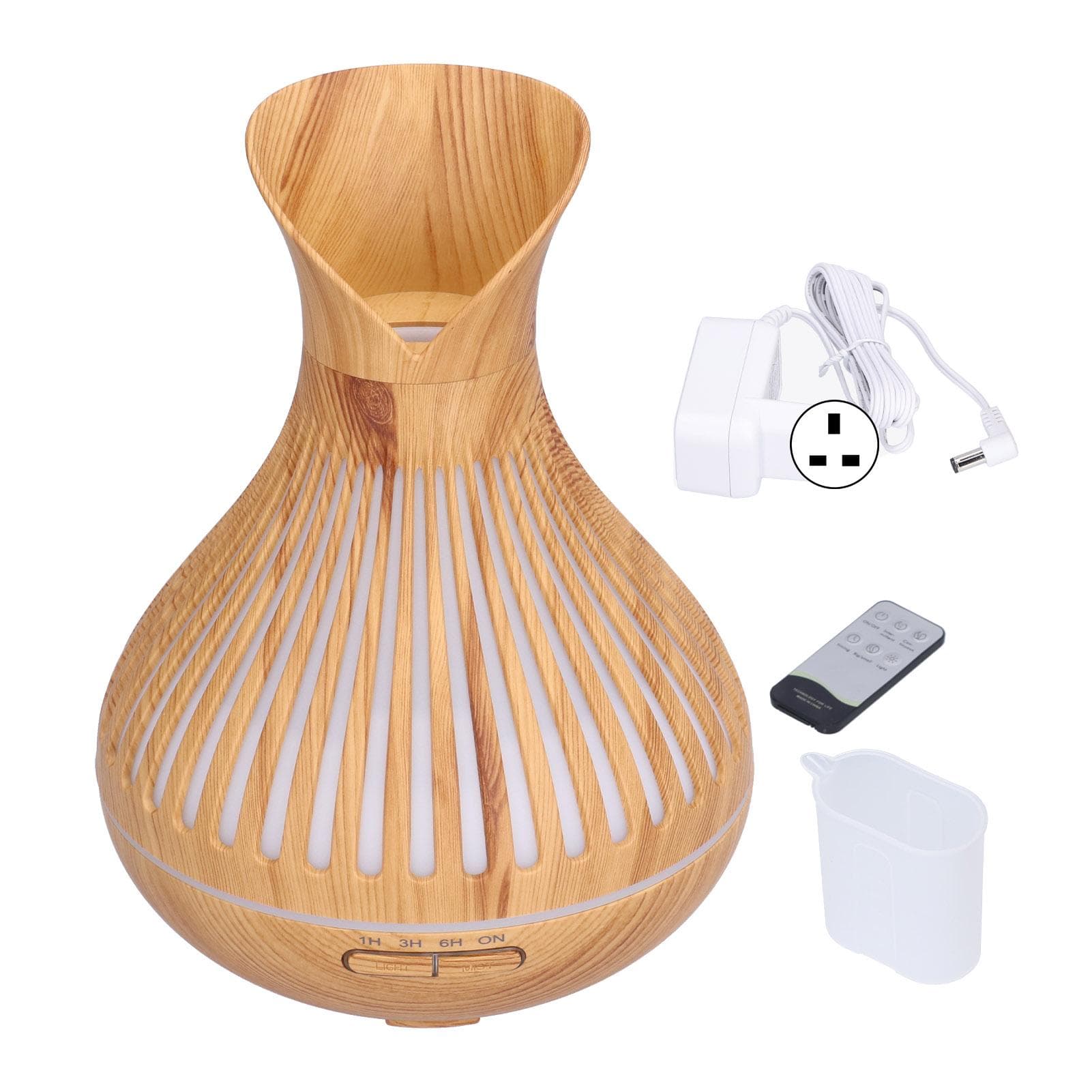 400ml Wood Grain Aromatherapy Diffuser Remote Control Essential Oil Diffuser Night Light Humidifier