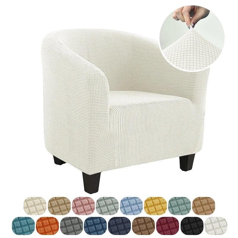 Club Chair Cover Stretch Tub Chair Slipcover Solid Color Sofa Cover Polar Fleece Couch Covers for Study Bar Counter Living Room 1pcs
