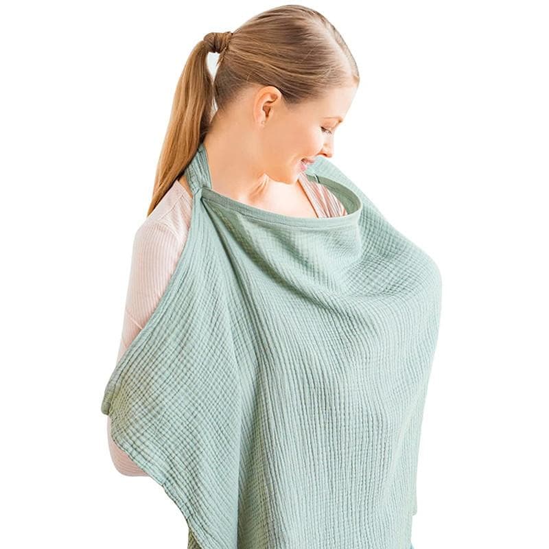 Foreign trade factory cotton go out breastfeeding clothing cover towel antilight fig cloth nursing One size fits all green