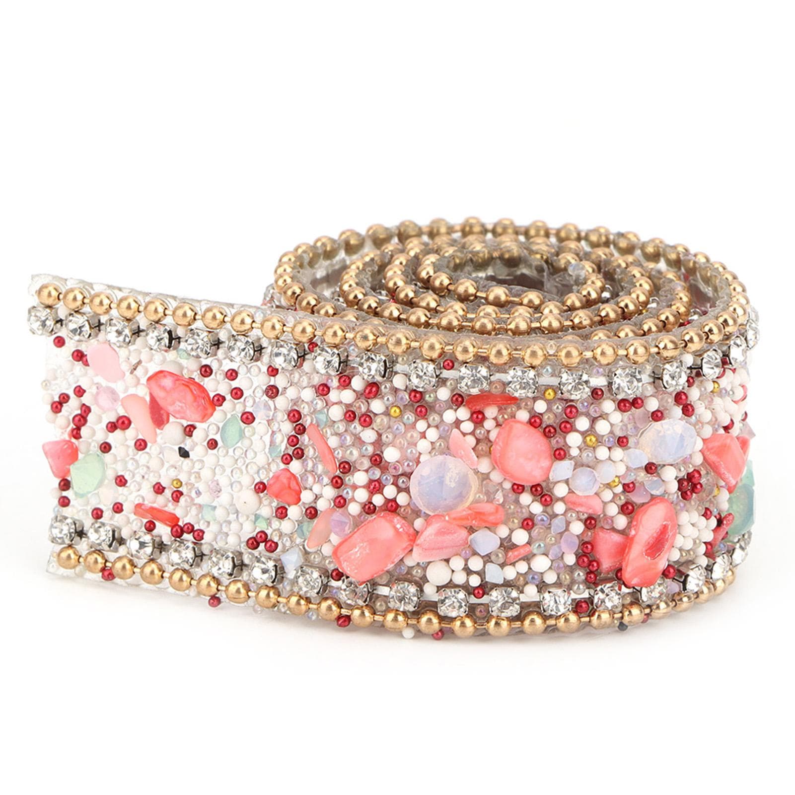 2.5cm DIY Diamond Mesh Wrap Roll Crystal Rhinestones Chain Trim Ribbon Decoration (#06)