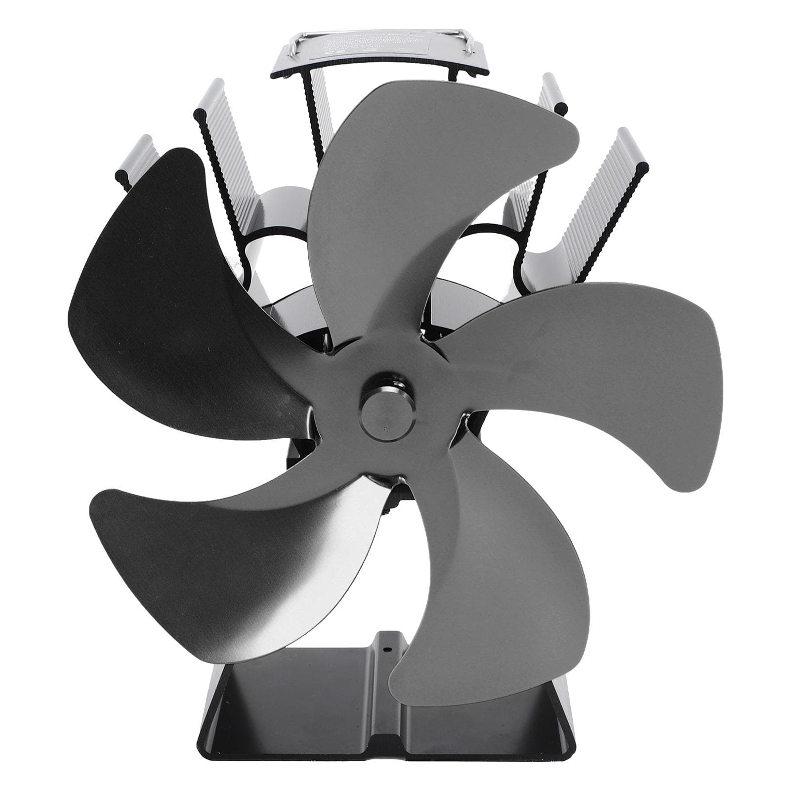 Wood Stove Fan 5 Blades Fireplace Fan Vertical Trapezoid Base Heat Powered Warm Circulation black