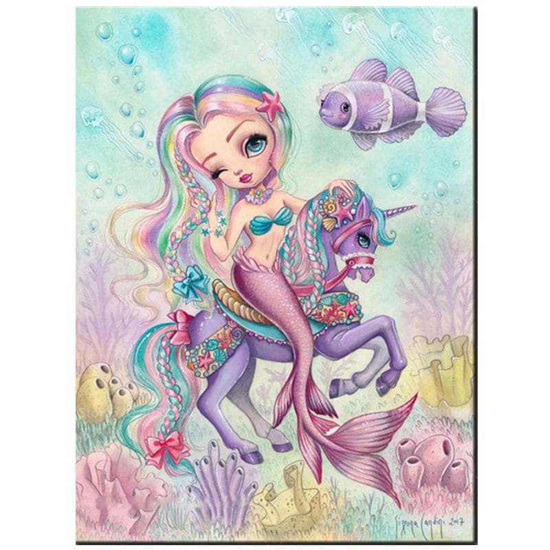 5D Diy diamond painting Cartoon Mermaid girl cross stitch diamond embroidery 20X30CM