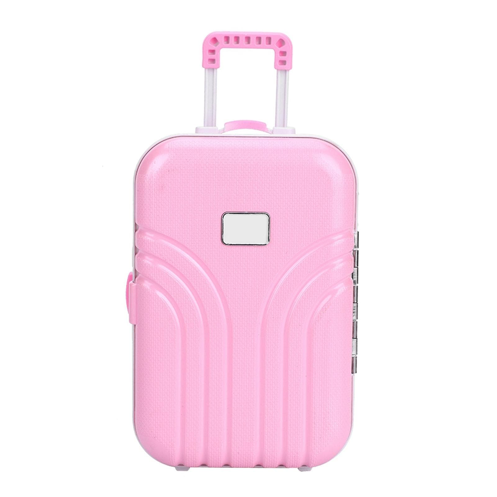 Baby Suitcase Toy Cute Plastic Rolling Suitcase Mini Luggage Box (Silver) pink