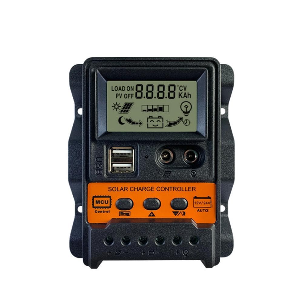Dual USB Output Photovoltaic Power Controller 12Volt 24Volt Automatic Identification LCD Display 20A multicolour