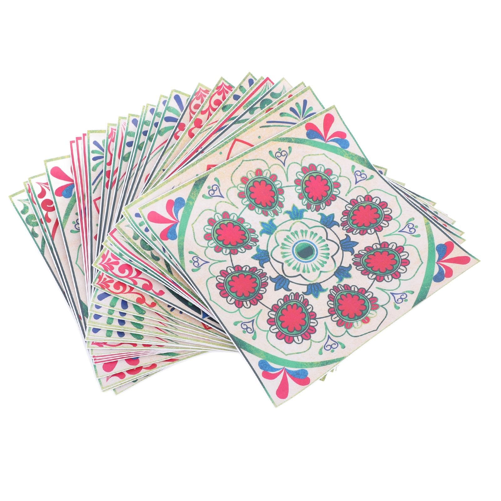 24pcs Tile Sticker Self Adhesive Floral Pattern Oil Proof Waterproof PVC Exquisite Tile Decals for