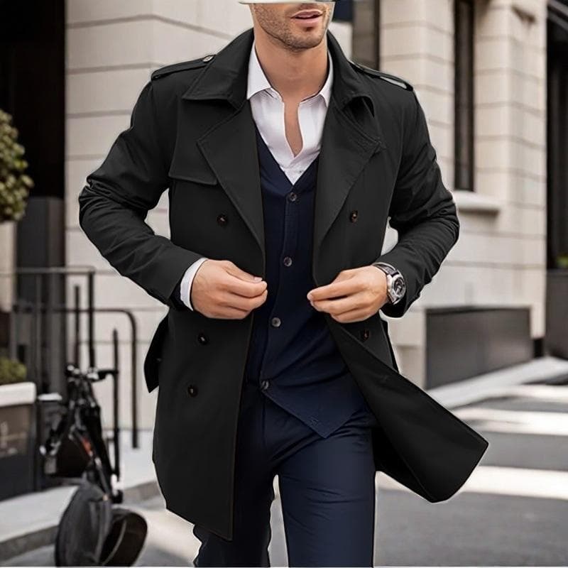 Autumn and Spring Men's Coat Medium and Long Double-breasted Casual Trench Coat M