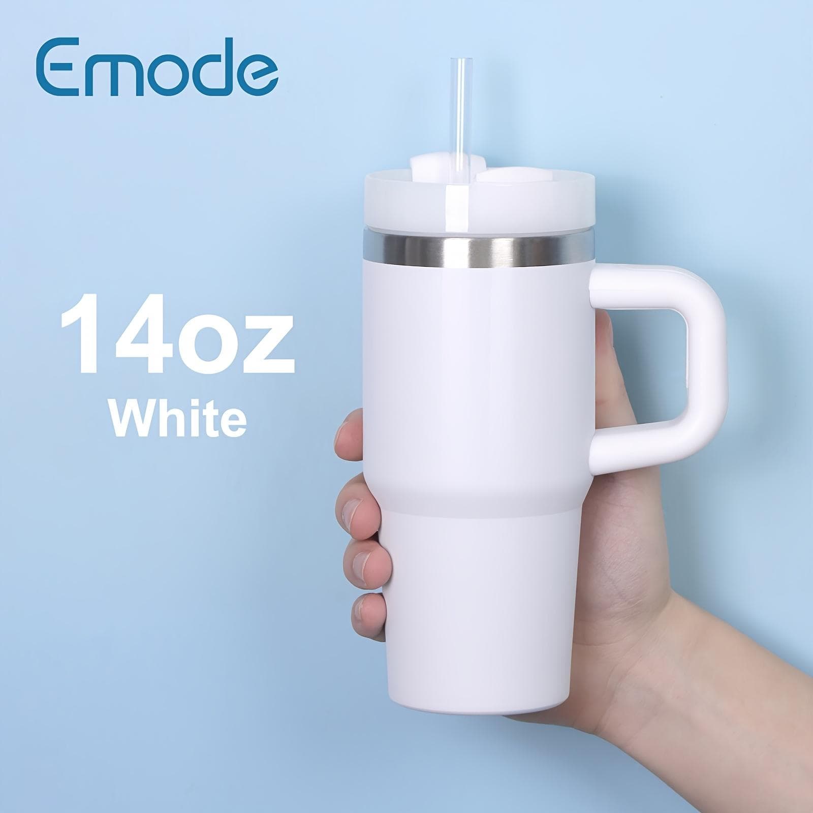 14 oz Stainless Steel Insulated Mug with Lid and Straw - BPA Free, Shatterproof, Great for All Seasons - Ideal Gift for Birthdays, Halloween white