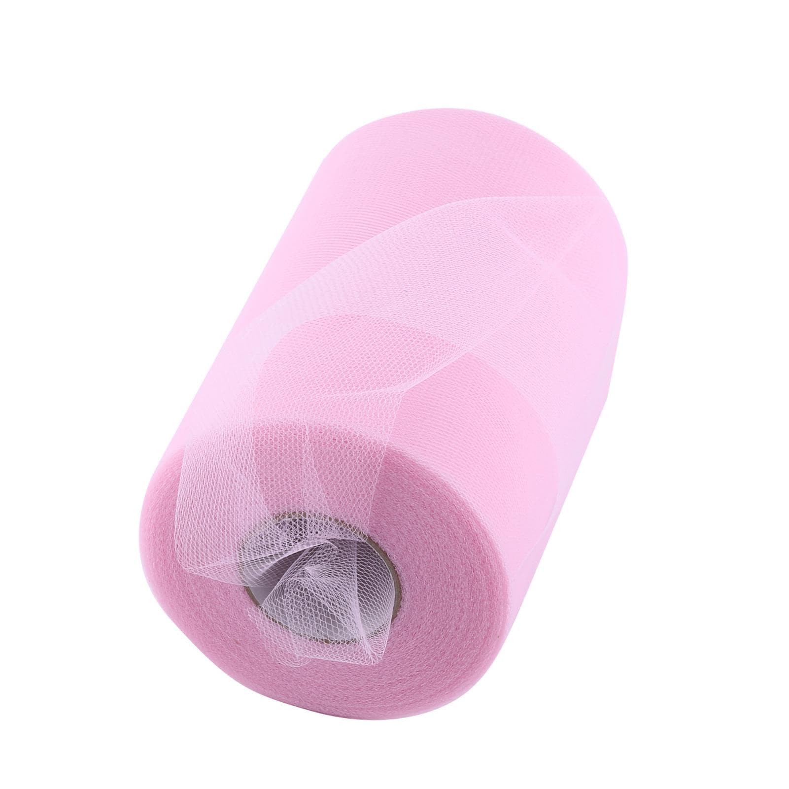 100Yards 15cm Wedding Decoration Tulle Roll Spool Apparel Fabric for Sewing(Beige) pink