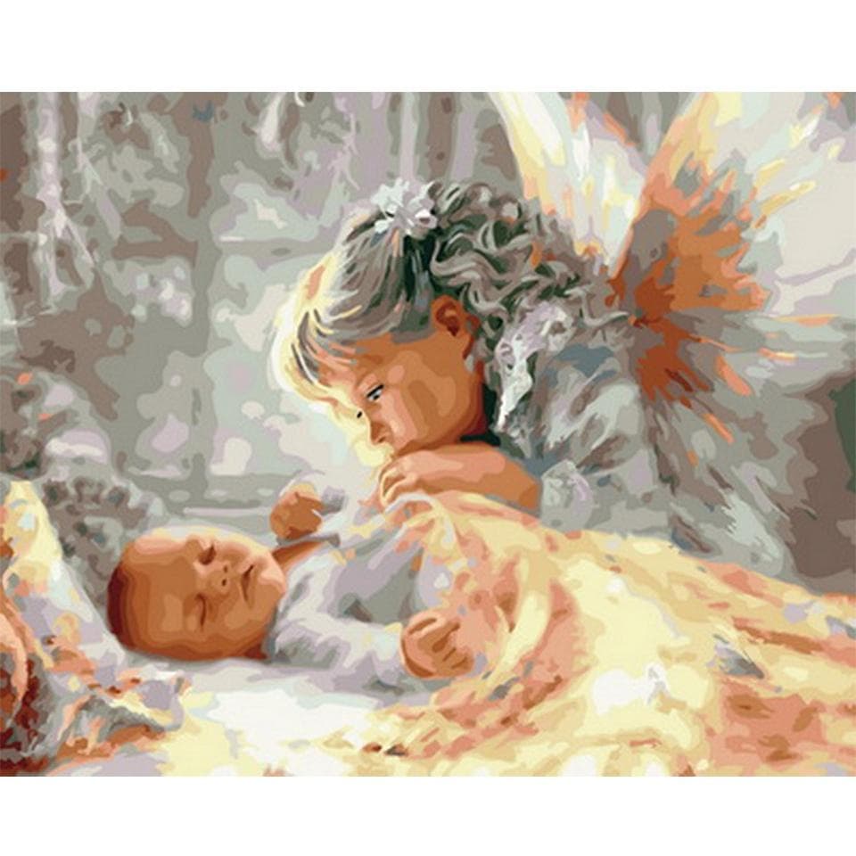 Diamond Painting Full Drill Angels and Babies 5d Diy Diamond Embroidery Painting 20X30CM