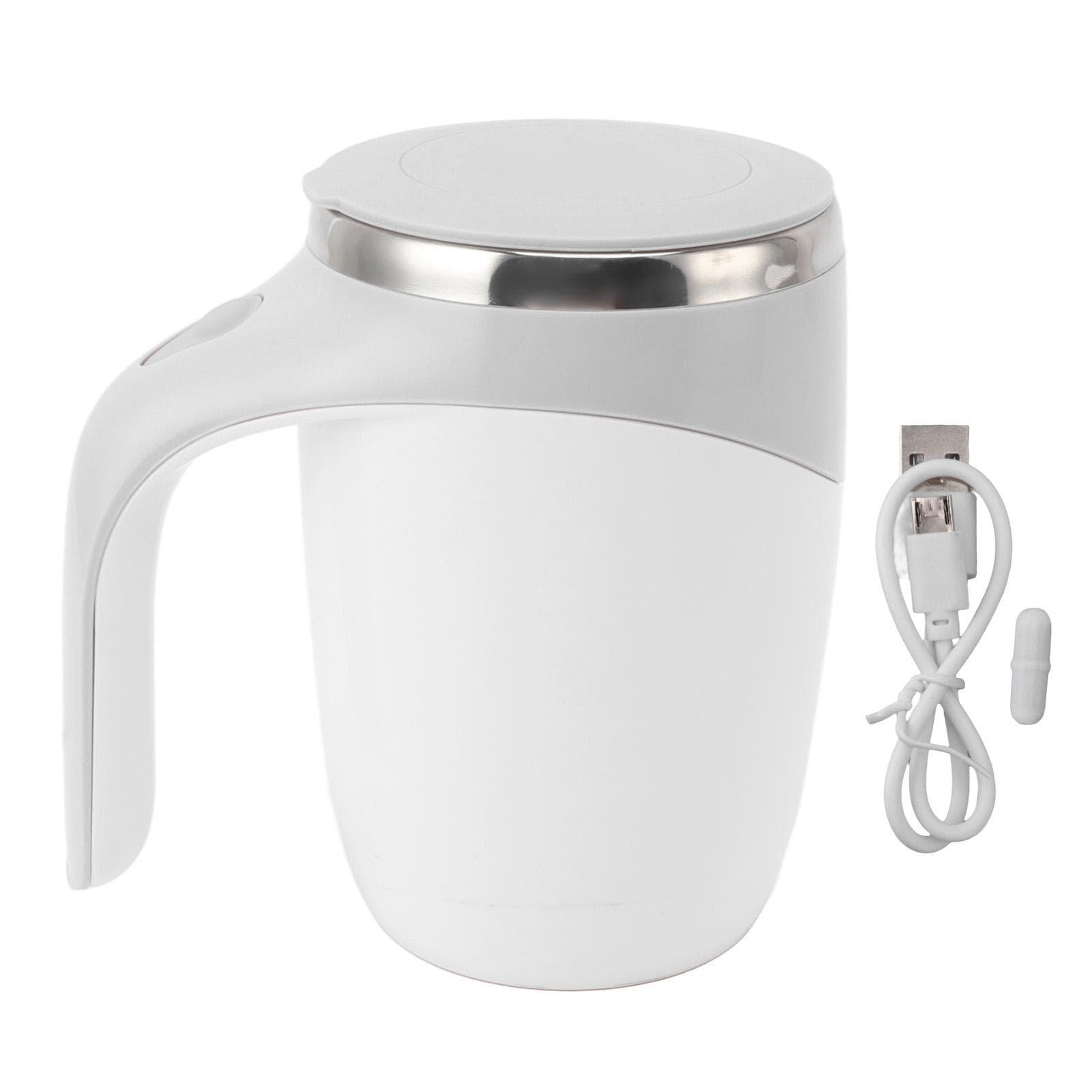 Automatic Magnetic Stirring Coffee Mug Battery Powered Self Stirring Cup Electric Mixing Cup with L white