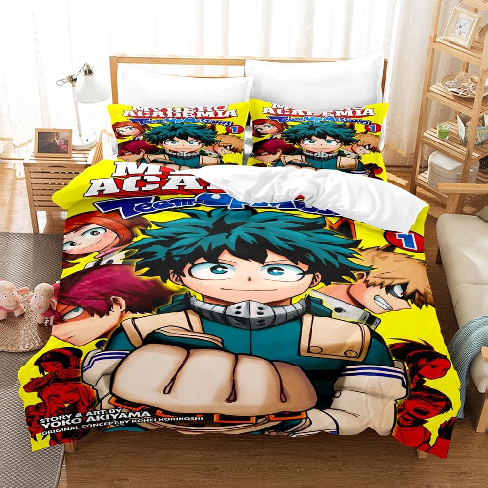 New My Hero Academia Bedding Set Japan Anime Soft Bedclothes Single Double Queen Twin Full Size Duvet Cover Teens Boys Bed Linen cot size 70x133cm