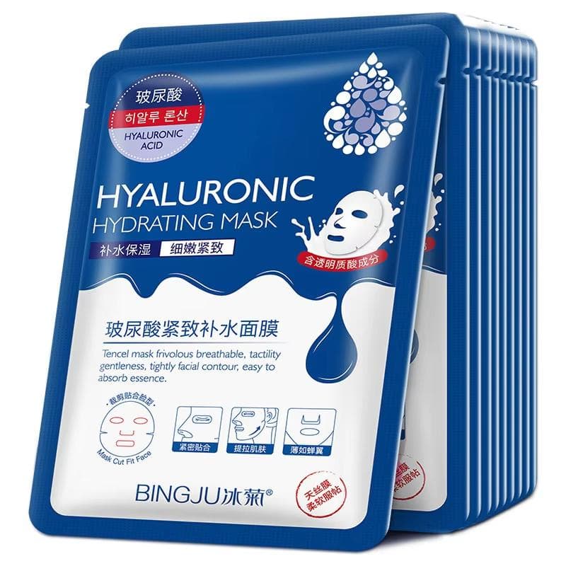 10pcs Hyaluronic Acid Hydrating Facial Mask Sheet Masks for Face Hydrating Shrinking Pores Moisturizing Face Masks Skin Care 10PCS