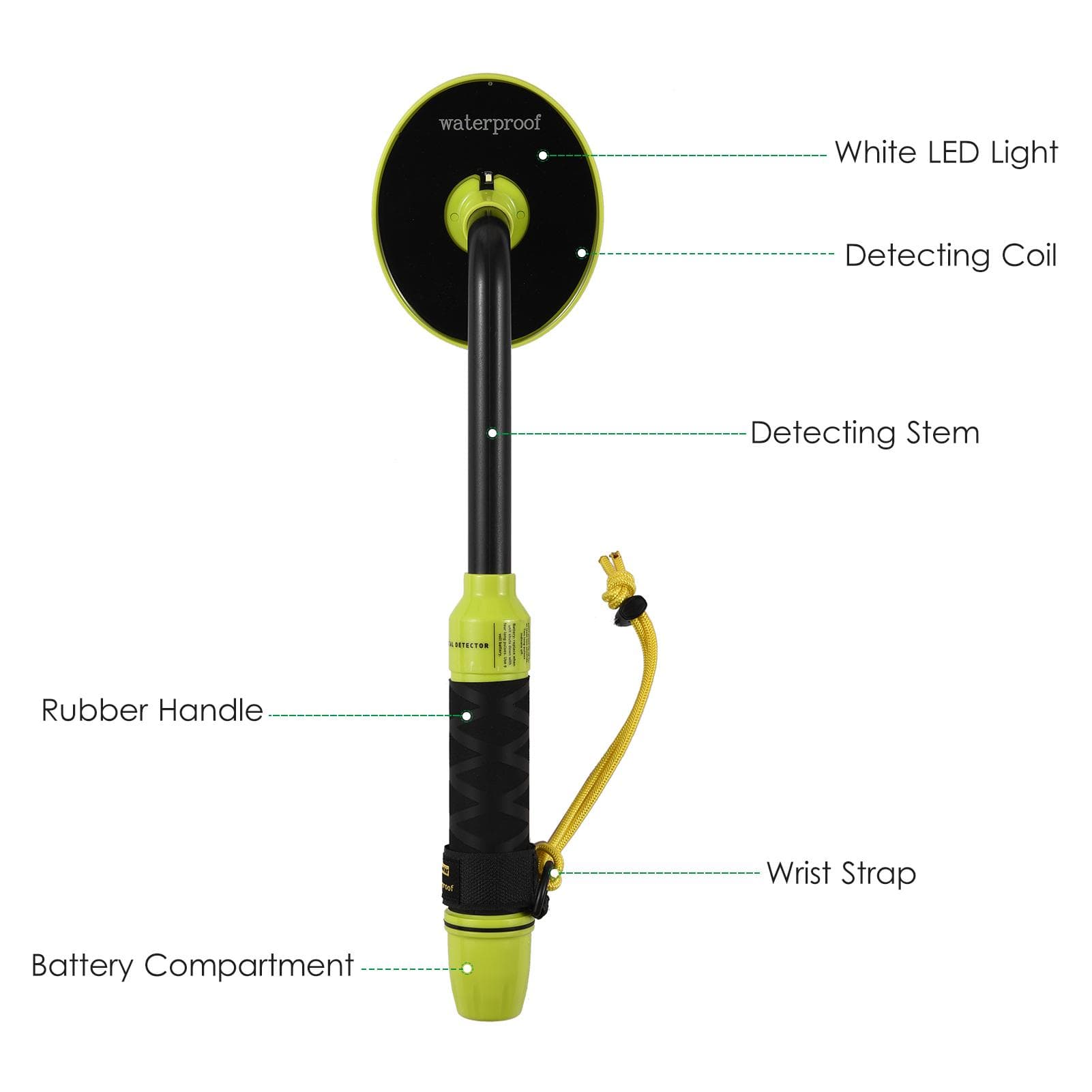 Handheld Metal Detector Pinpointer Coins Positioning Device Waterproof Portable Metal Detect Rod black