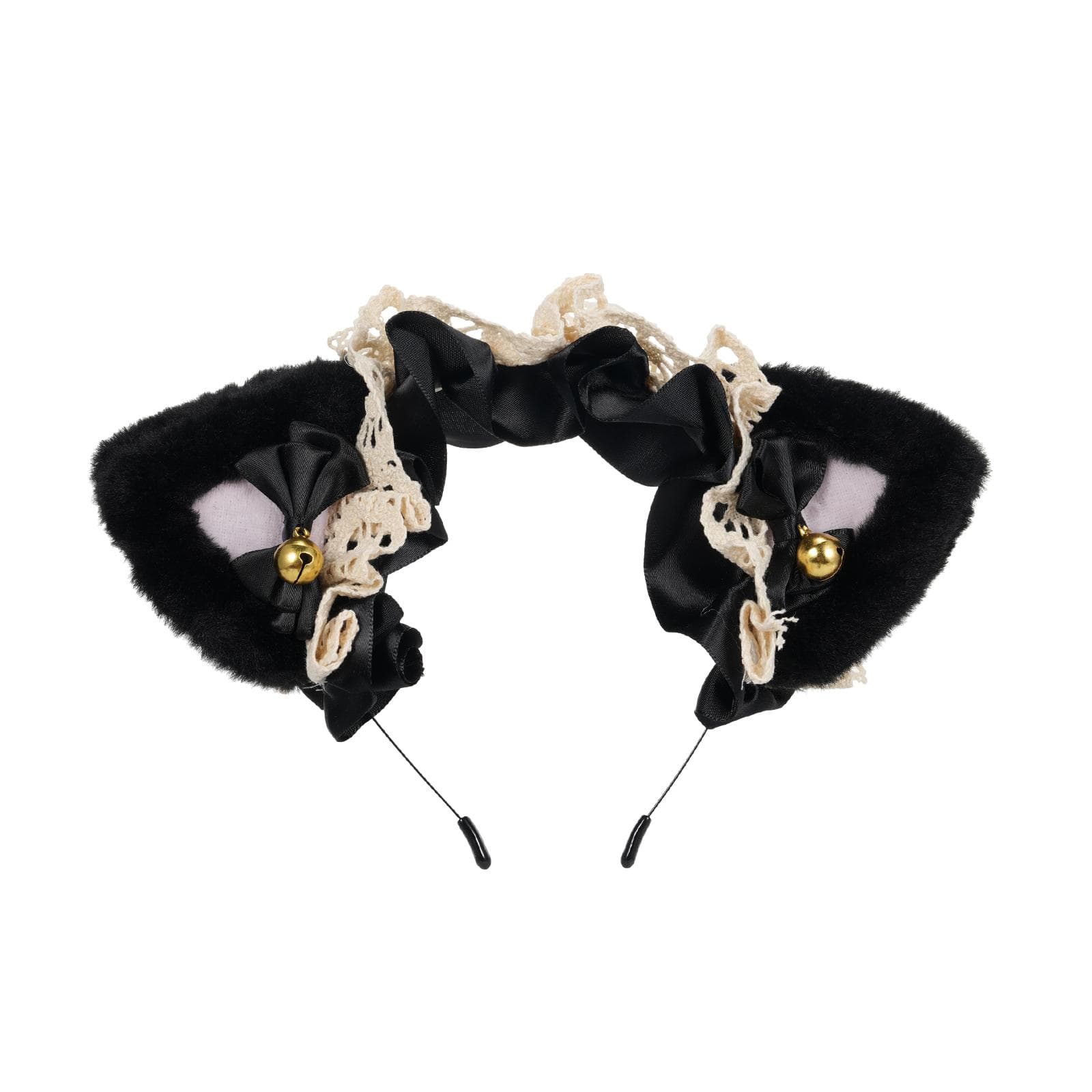 Fluffy Cat Ears Headdress Ribbon Headband Cute Hair Ornament Hair Accessory Lace Cat Ears Hairband