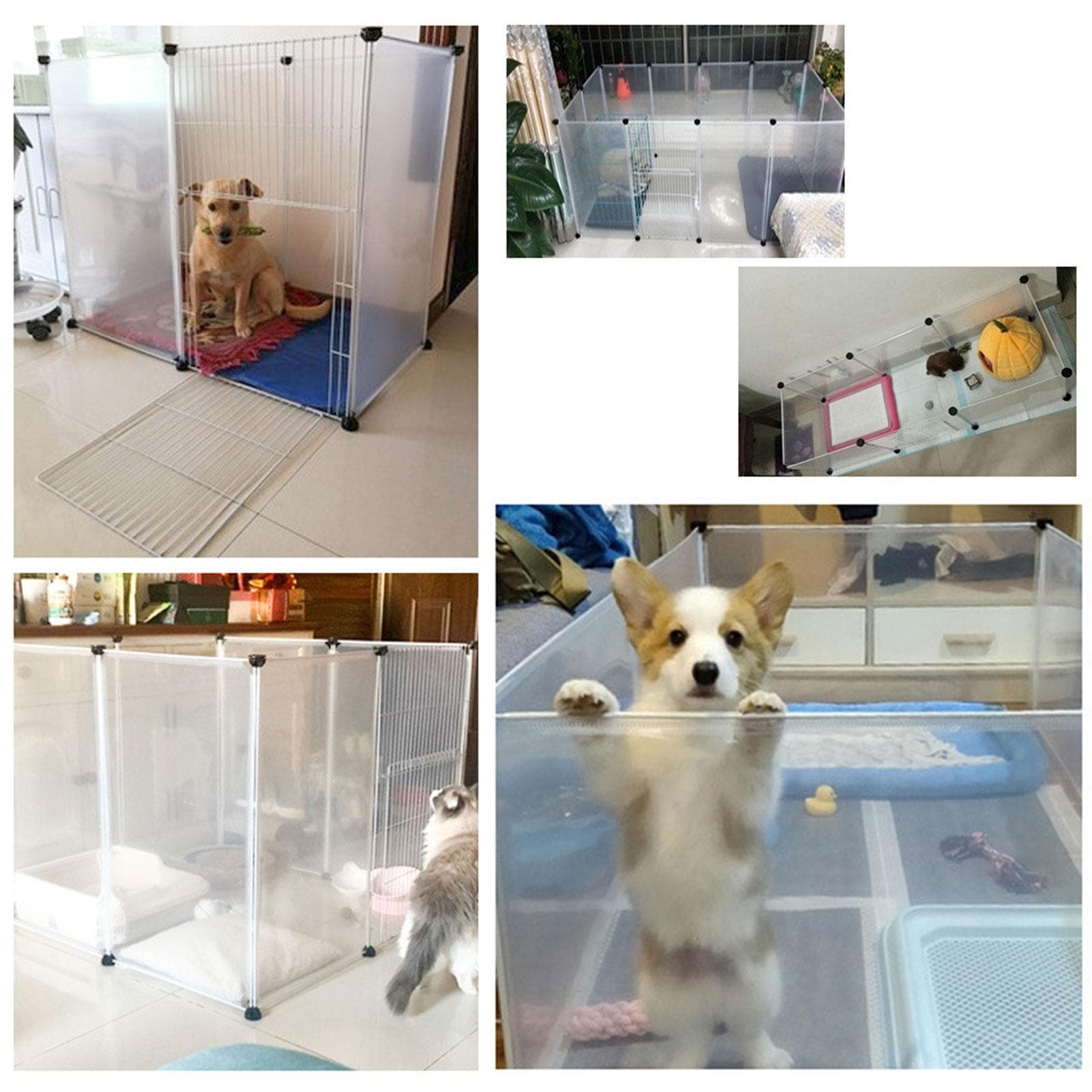 Pet Playpen Dog Exercise Pen Large Portable Dog Fence with Door 12 Panel for Small Dogs Cats Pets S(for 2-4kg)