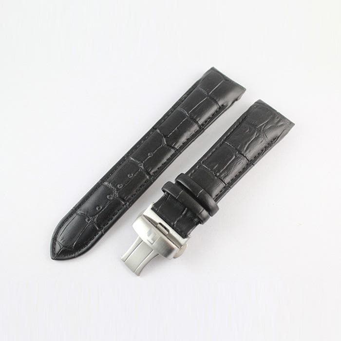 23mm COUTURIER Series T035439A T035617A T035439.617 Genuine Leather curved end Watch Band Strap Bracelet+Silver Butterfly Buckle For T035 23MM black