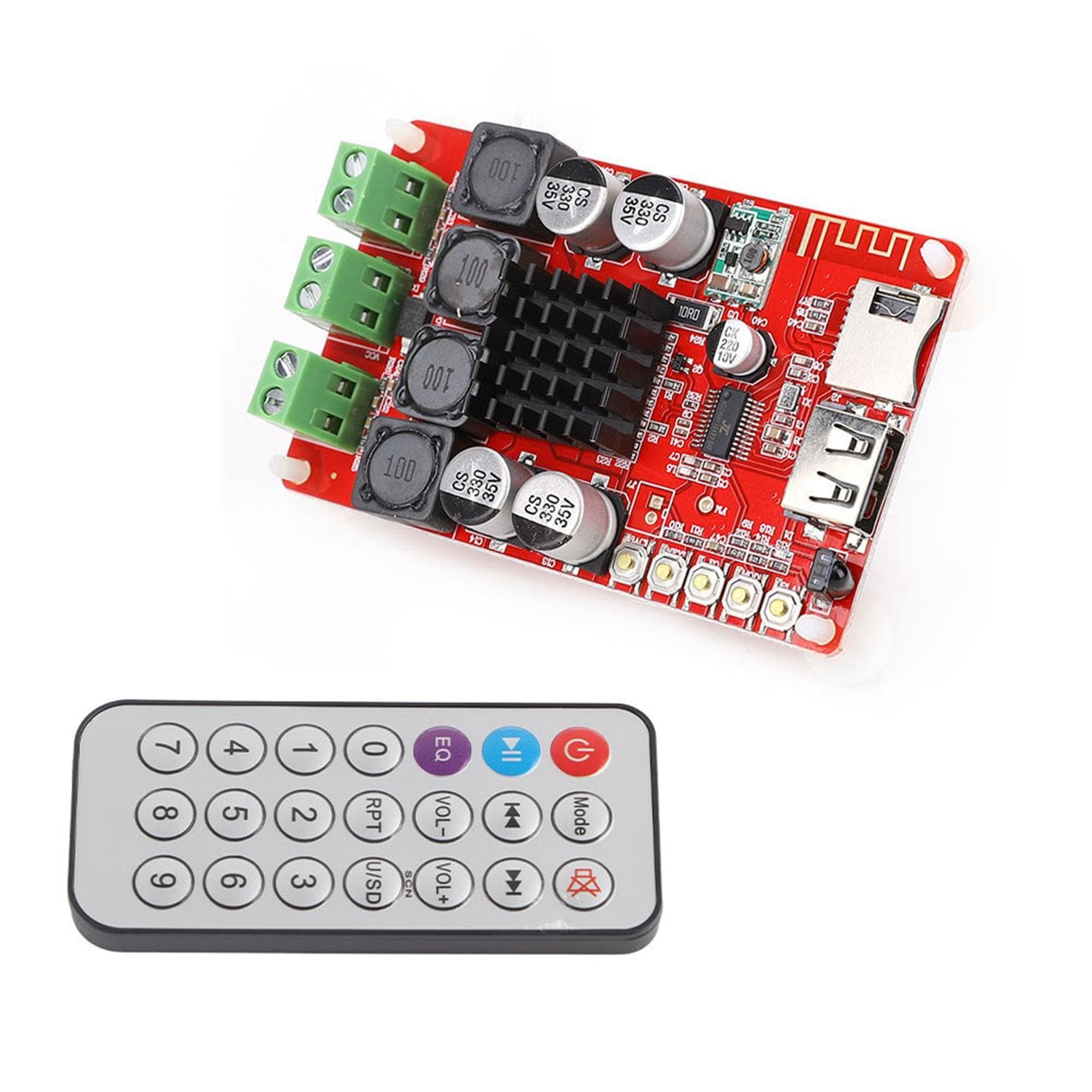 TPA3116 Digital Amplifier Board Bluetooth Receiver U Disk TF Card Decoder with Remote Control