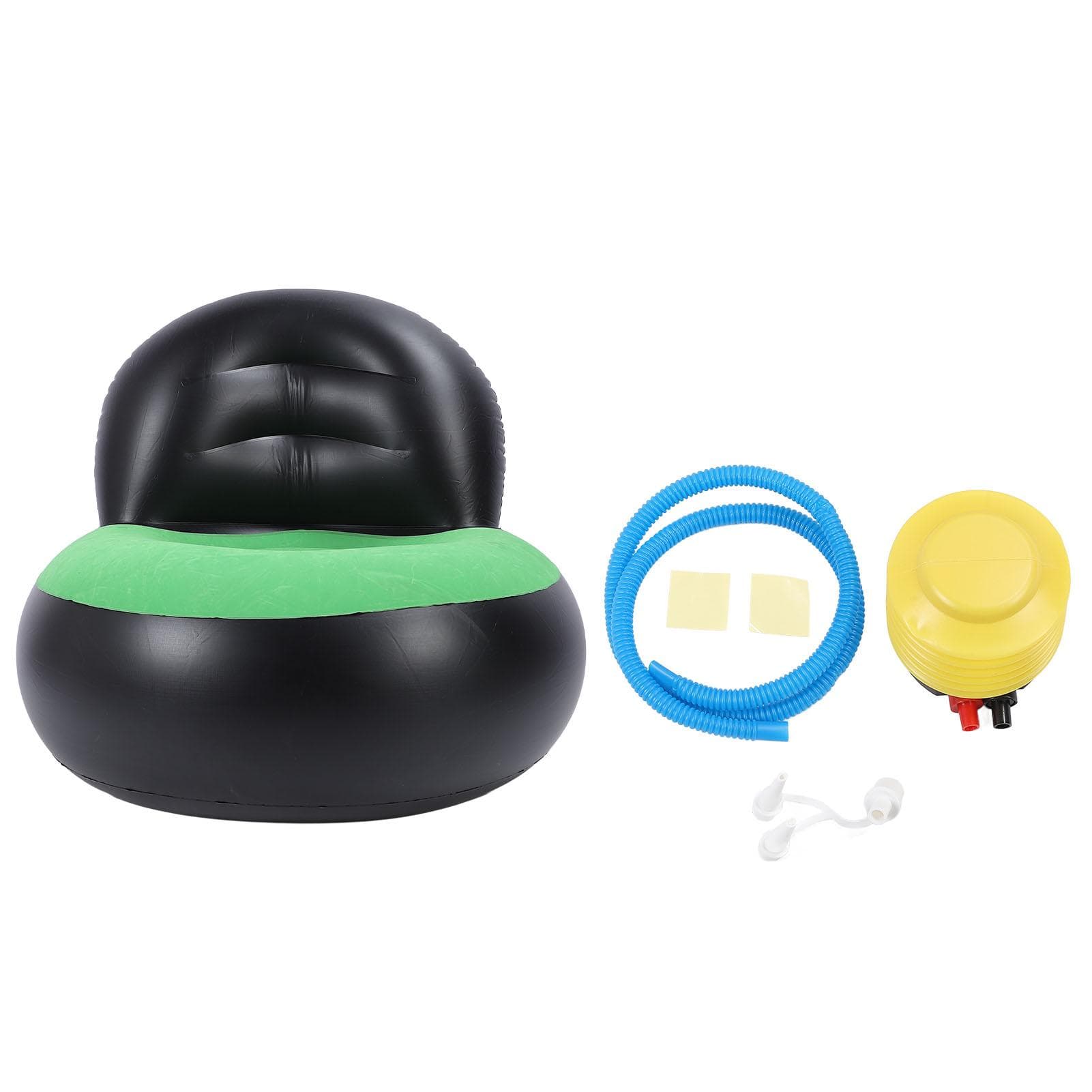 Inflatable Sofa PVC Flocking Ergonomic Comfortable Indoor Outdoor Air Couch for Living Room Balcony black