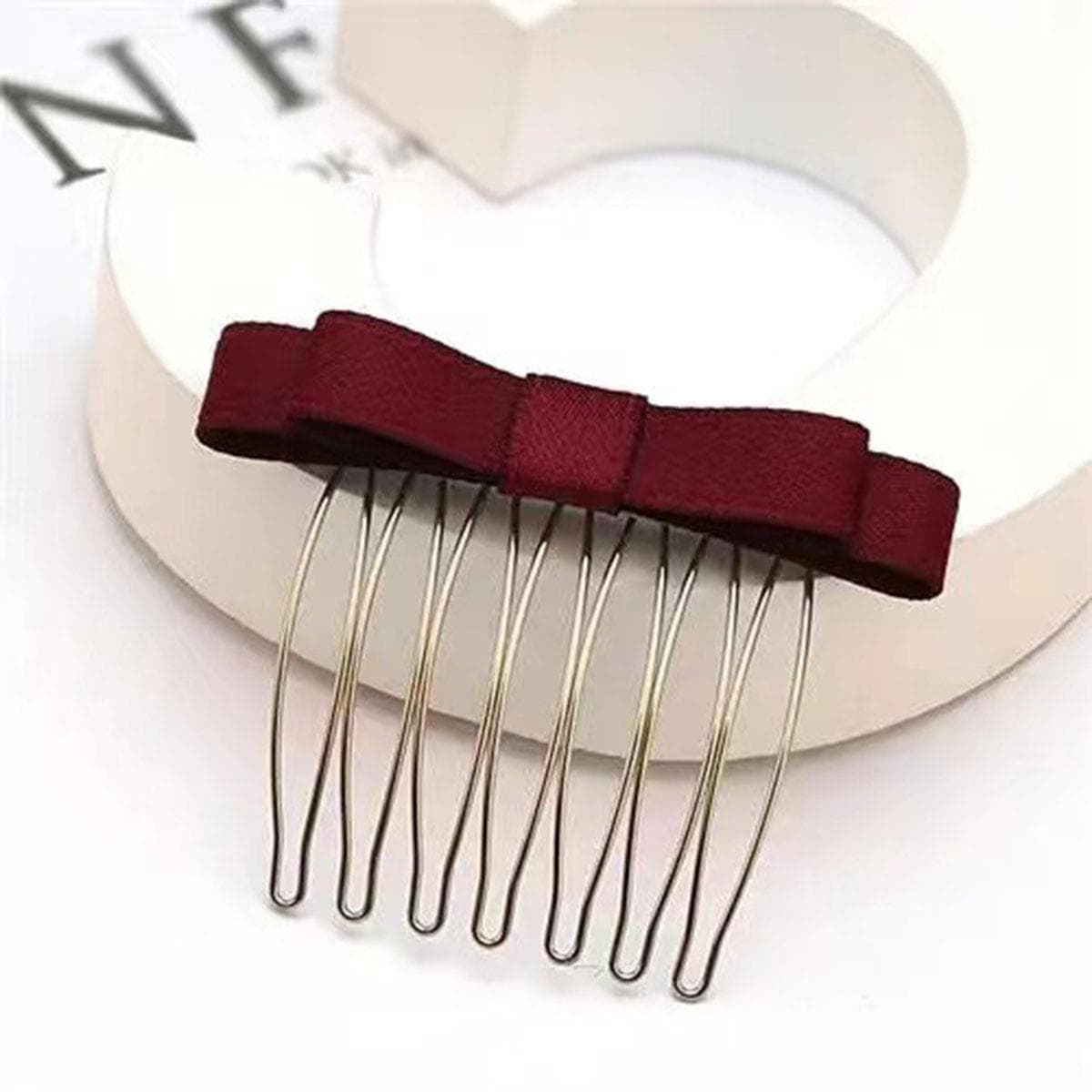 Inserted Comb Bow Hair Comb Adornment Bangs Versatile Simple Anti-skid Curl Side Clip Top Hair Clip red