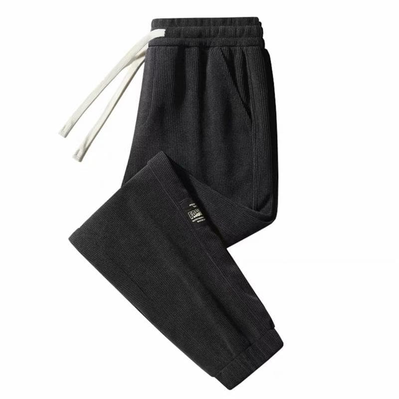 Men's Elastic Waist Corduroy Drawstring Sweatpants - Wear-Resistant Casual Pants for Spring and Autumn 5XL black
