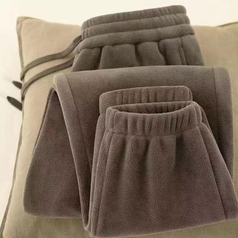 Double-sided Polar Fleece Pants ,Men's Fleece-lined Thickened Fleece Pants ,Work Warm Sweatpants Dad Sports Casual Pants Winter L dark brown