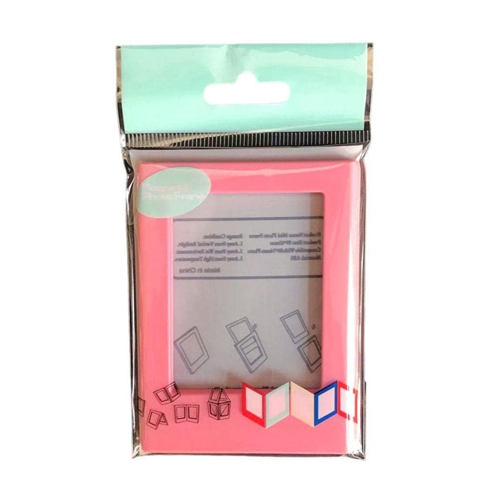 1PC 3-Inch Photo Frame Magnet Frame Polaroid Photo Mini Acrylic Magnetic Picture Frames Transparent Acrylic Card Display Stand pink