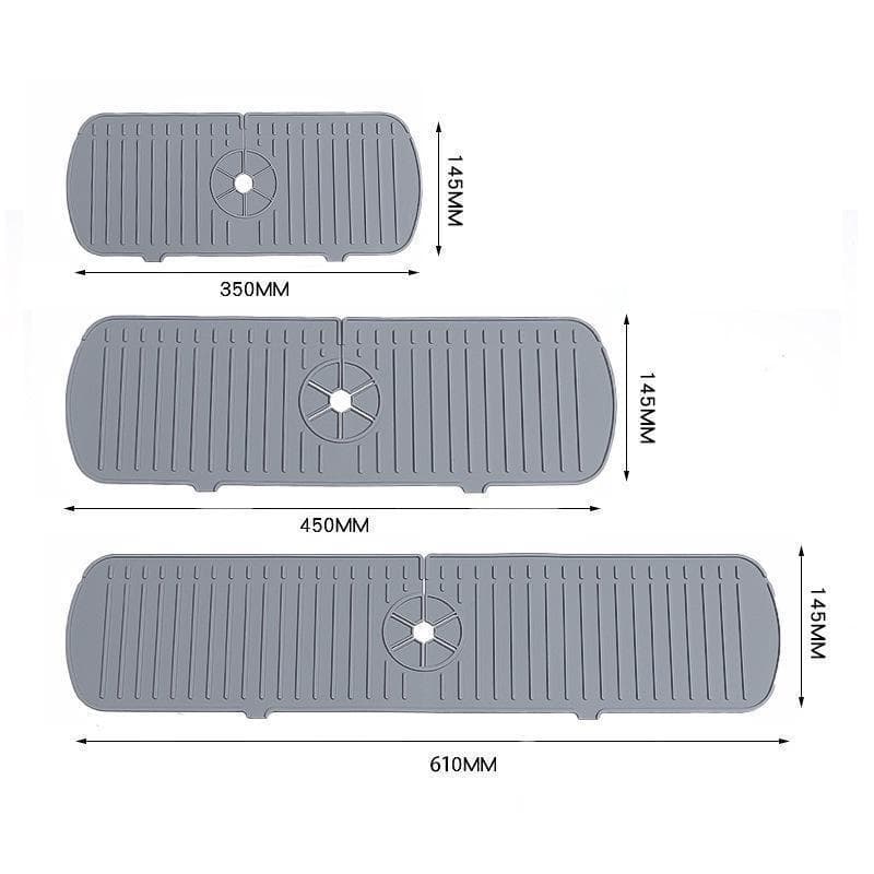 New Silicone Faucet Mat Water Ripples Kitchen Faucet Water Catcher Mat Large Sink Splash Pad Countertop Protector Bathroom 35cm grey