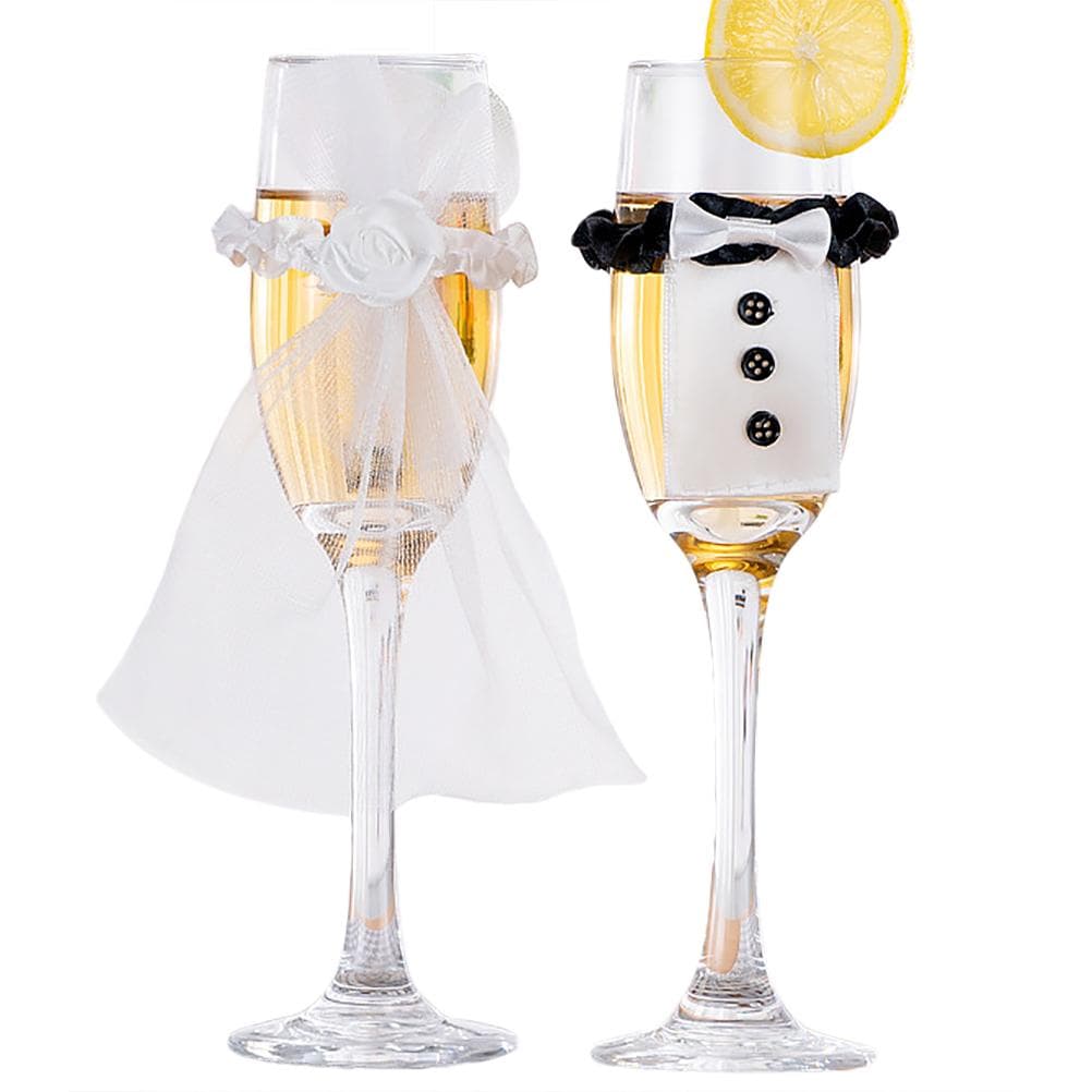 8Pcs/4Set Wedding Wine Cups Decoration Marriage Bride And Groom Champagne Glasses Cup Party New white