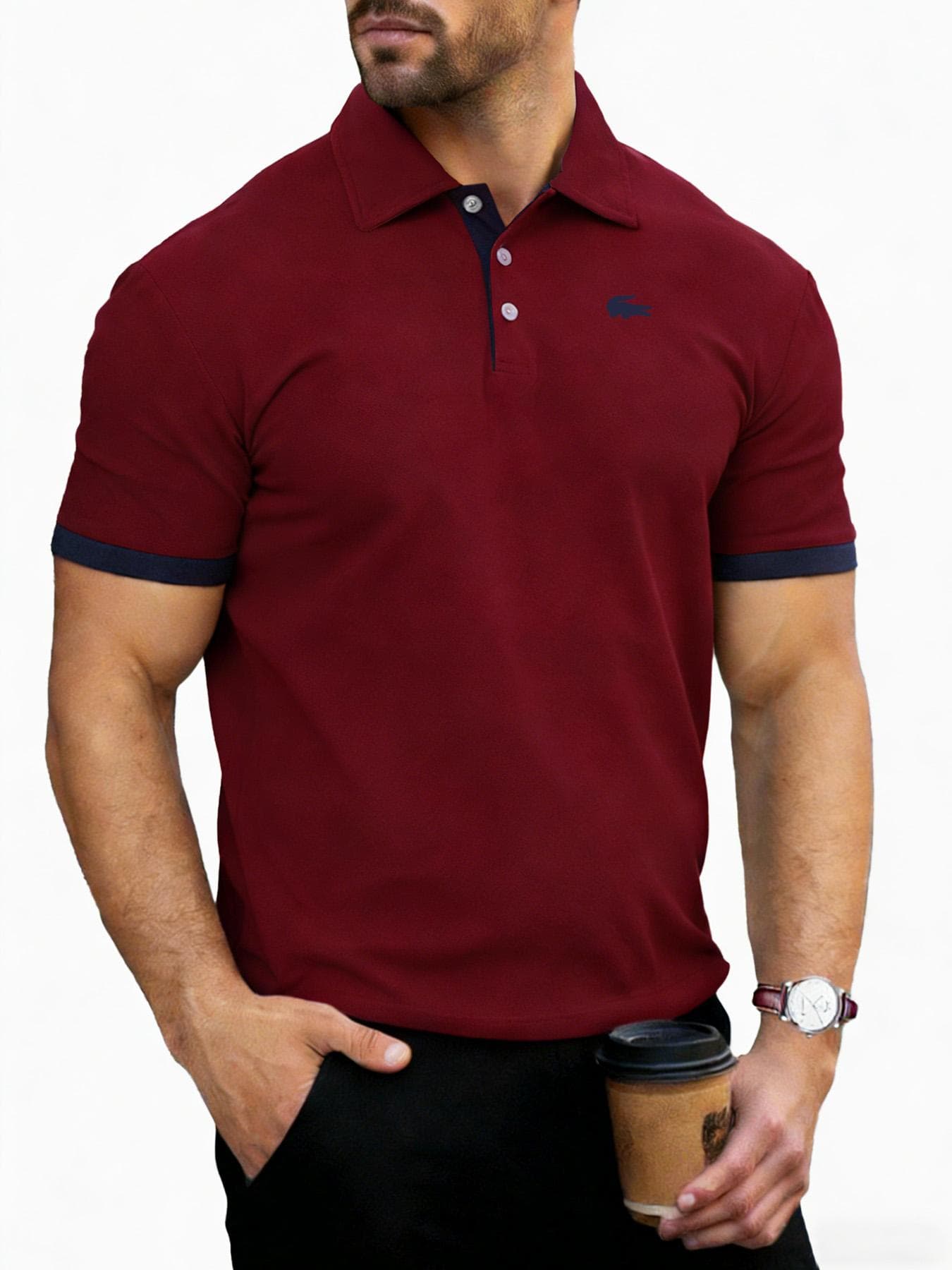 Men's Polo Shirts Short Sleeve - Shirts for Men's Regular-Fit, Casual Athletic Collared T-Shirts XL red