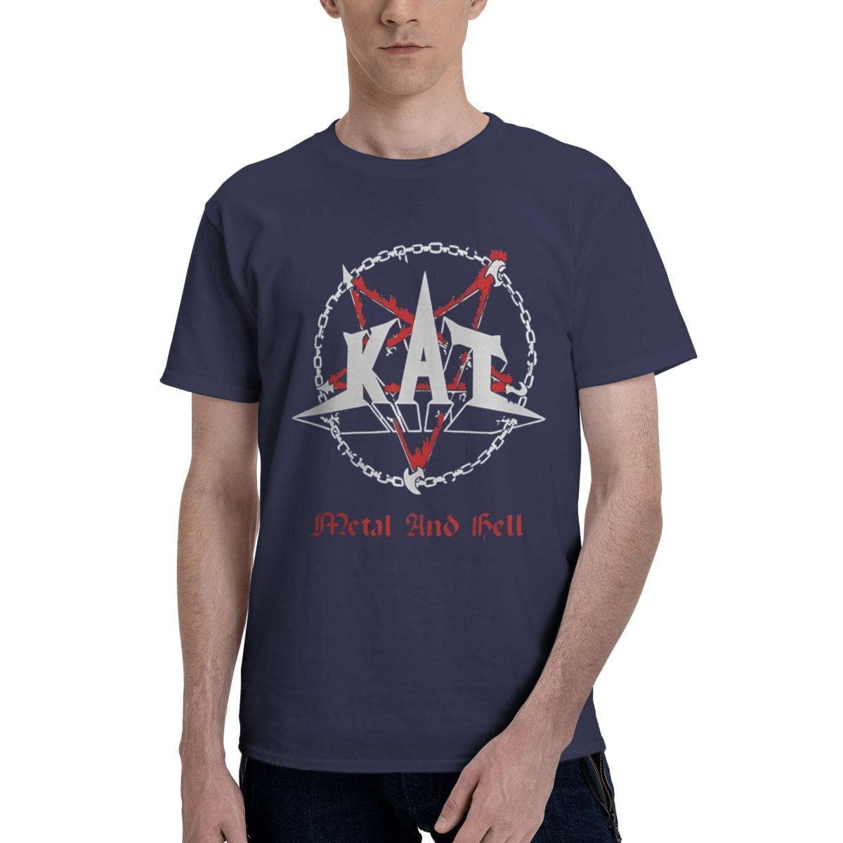 Kat Metal And Hell O Neck 100% Cotton Casual Breathable Confortable T-Shirt New In Tops And T-Shirts Men T-Shirt M navy blue
