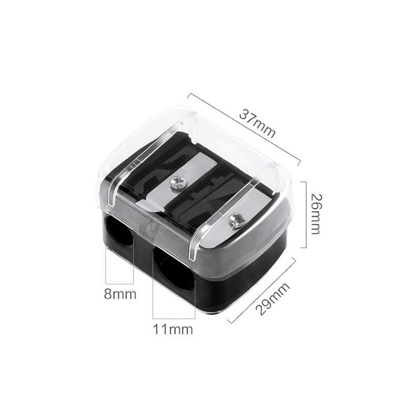 1Pc Double Hole Pencil Sharpener Black Mini pencil Sharpener Children's School Learning Stationery black