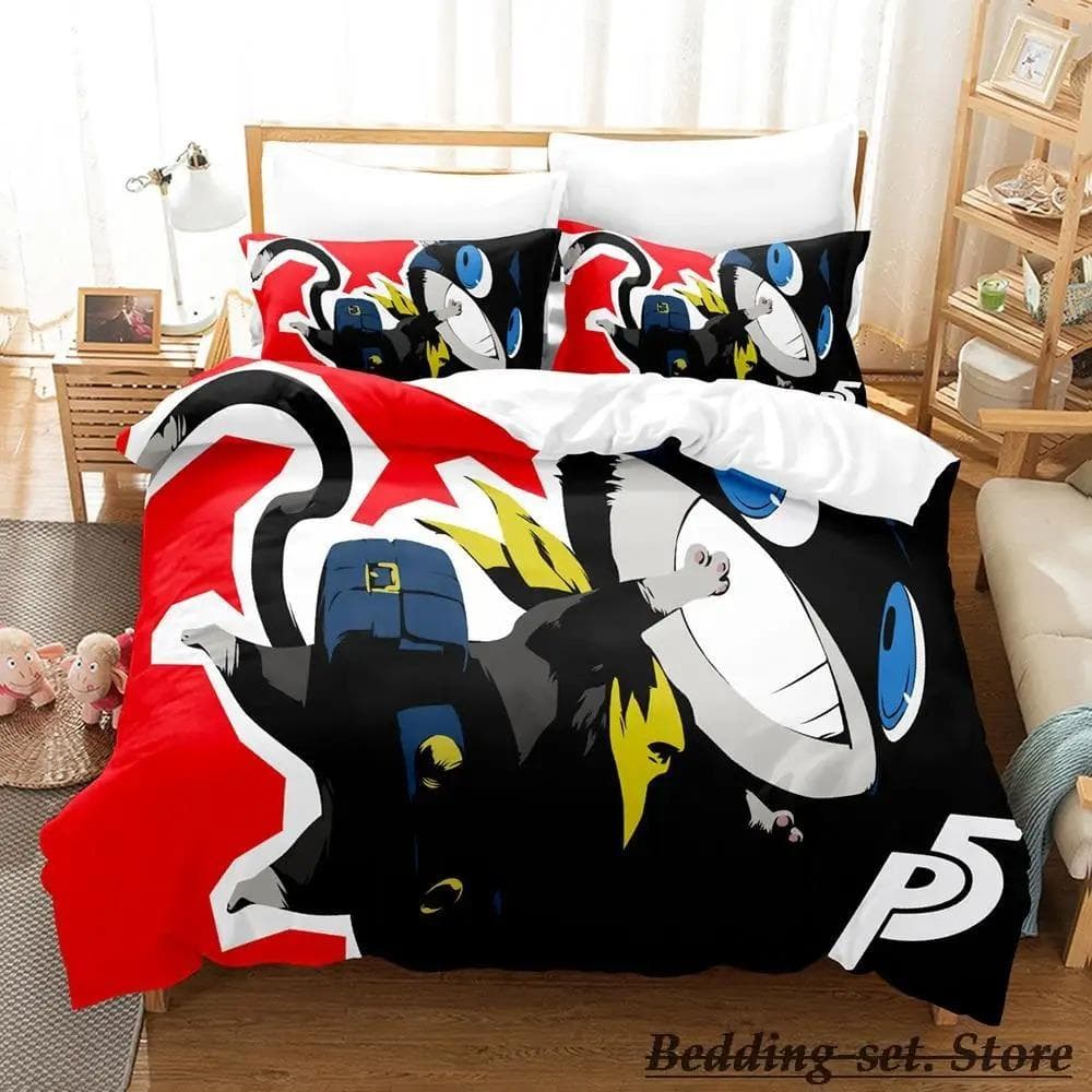 Game Persona 5 Bedding Set Cartoon Anime three-piece set Adult Kid Bedroom Duvetcover Sets 3D Kawaii lit 2 personnes 70x133cm 2pcs
