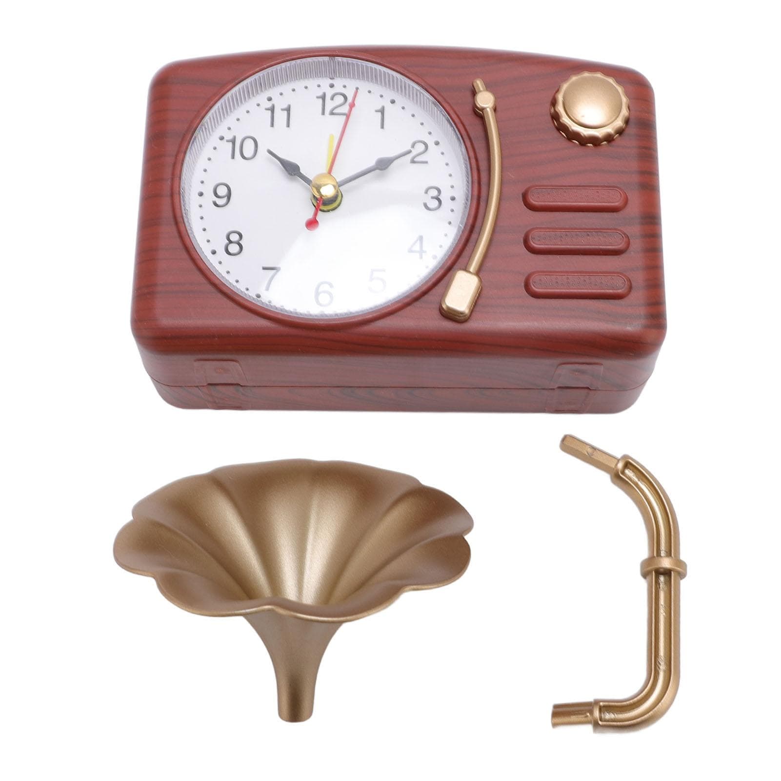 Vintage Gramophone Alarm Clock Plastic Simulated Phonograph Battery Operated Decorative Desk Clock