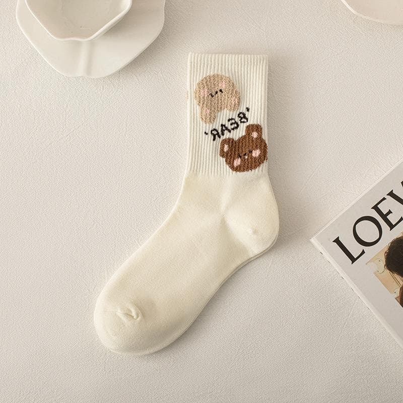 Women Socks Cotton Animal Print Autumn Winter Ladies Sock Fashion Cute Bear Harajuku Gift