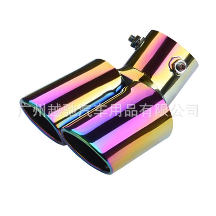 Car Exhaust Tip Stainless Steel Dual Tailpipe Throats Muffler Exhaust Tip Auto Modification Supplies Curved Beveled - colorful