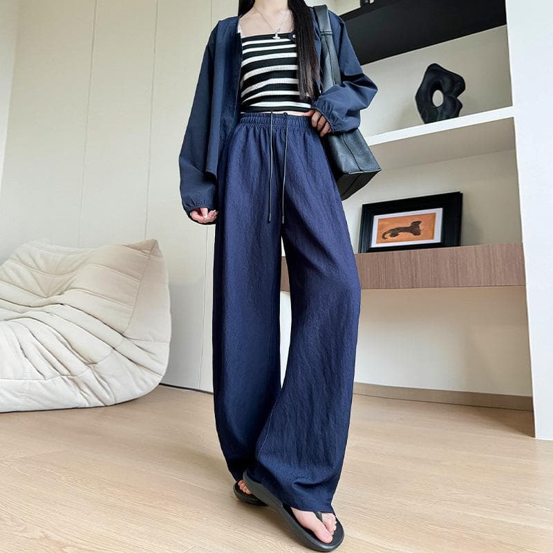New Spring and Summer High-waisted and Thin Casual Wide-leg Pants Lazy and Drape Jeans XL