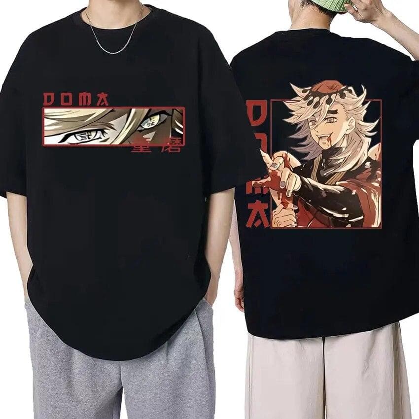 Japanese Anime Demon Slayer Douma Graphic Print Tee Shirt Unisex Unisexga Kimetsu No Yaiba Harajuku Oversized T-Shirts Streetwear L