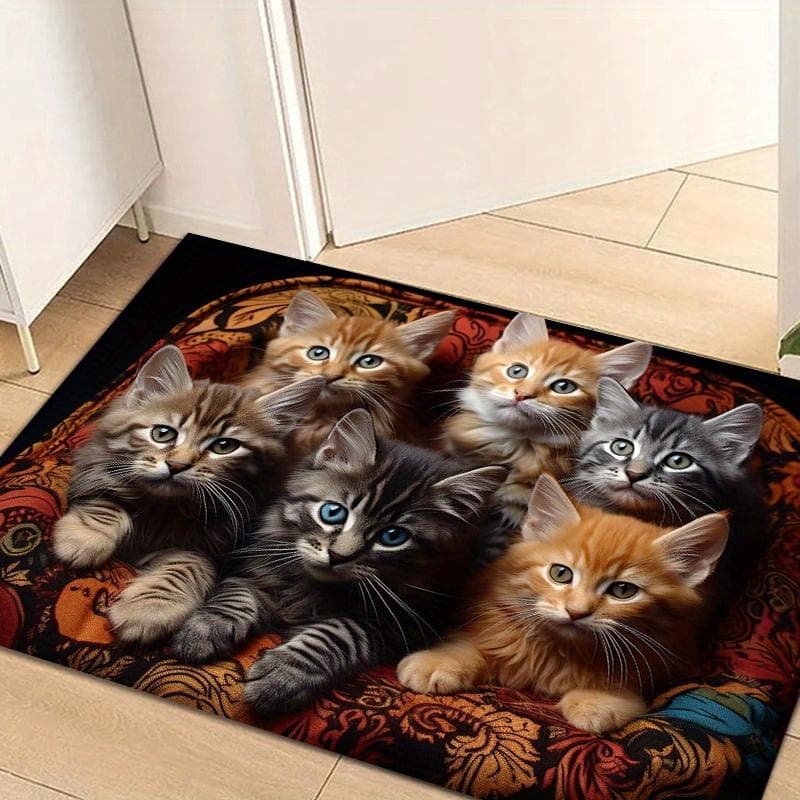 1Pcs Anti Fatigue Kitchen Rugs,Cute cat Print Waterproof Non-Slip Thick Cushioned Kitchen Mat Heavy Duty Comfort Standing Mat for Kitchen 50*80cm