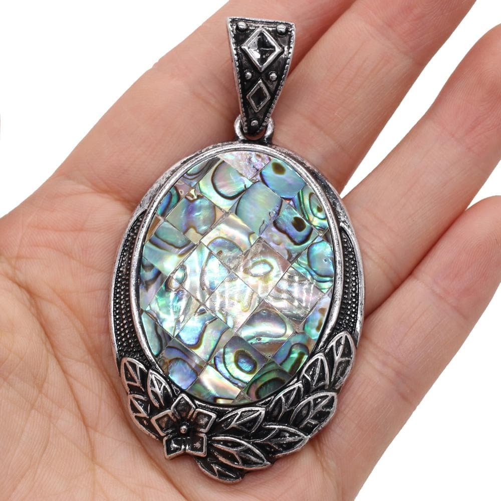 Vintage Natural Abalone Shell Mother of Pearl Pendant Oval Shells Charms for Jewelry Making DIY Men's Women's Necklace Accessories 40x60 mm 40x60mm
