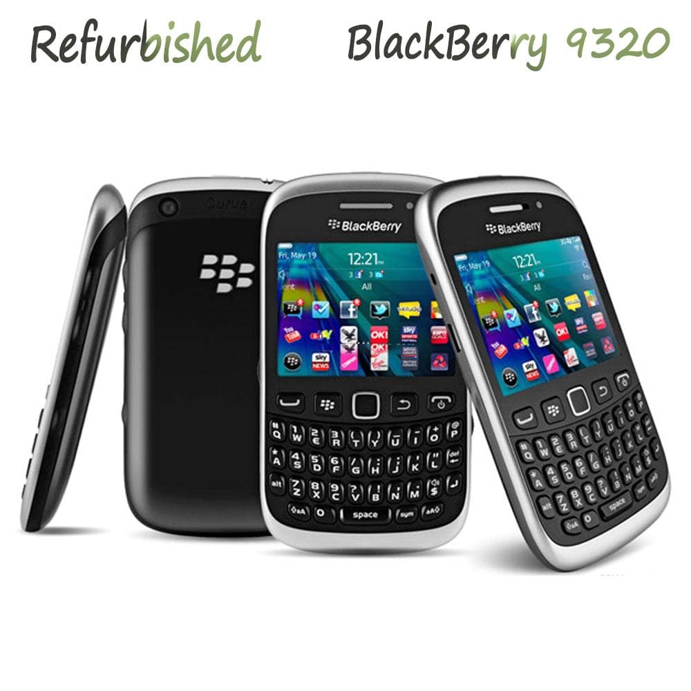 Refurbished Blackberry Curve 9320 512 RAM 512 ROM 3G NETWORK Mobile Phone With 1 SIM simple set black