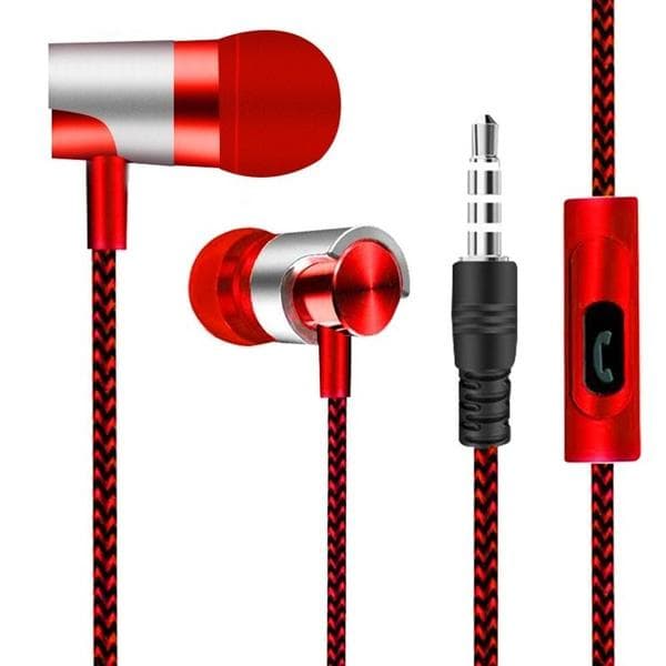 In-Ear Earbuds Wired Headset Waterproof Sport Headphone Bass Earphone with Microphone and Volume Control for Smartphone Computer Laptop Mp3 Mp4 Player red