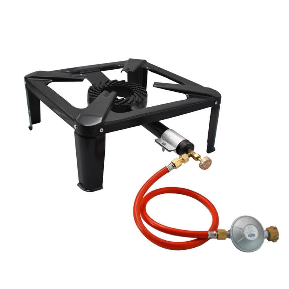 Single Propane Outdoor Burner Cast Iron Stove LPG Gas Cooker for Outdoor Camping BBQ black