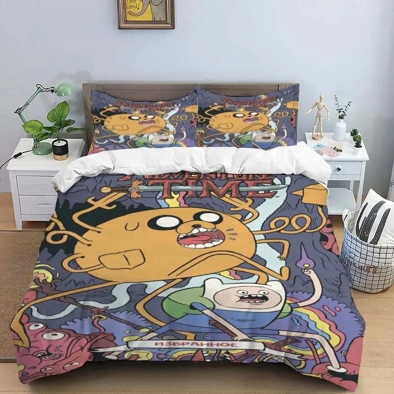 Cartoon Adventure Time Finn And Jake Duvet Cover Comforter Bed Single Twin Full Queen Size 3d Youth Girl Boys Gift 155X220cm-3pcs
