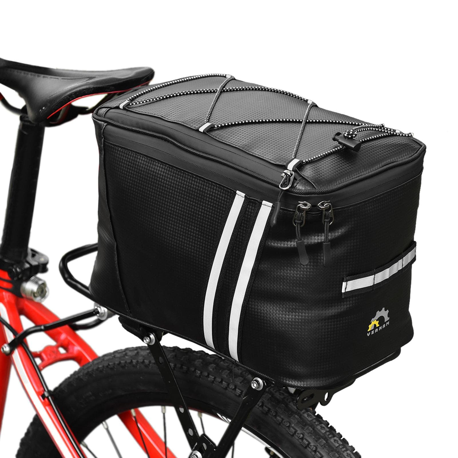 Water Resistant Bike Rack Bag with Thermal Insulation Compartment Bicycle Bag Bike Trunk Bag black