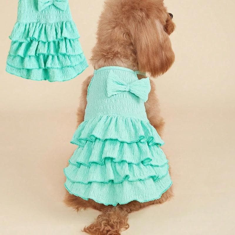 1pc Spring/Summer Pet Clothes for Small Dogs & Teddy, Cat Patterned Princess Dress with Layered Puffy Skirt and Candy Colors XXL blue