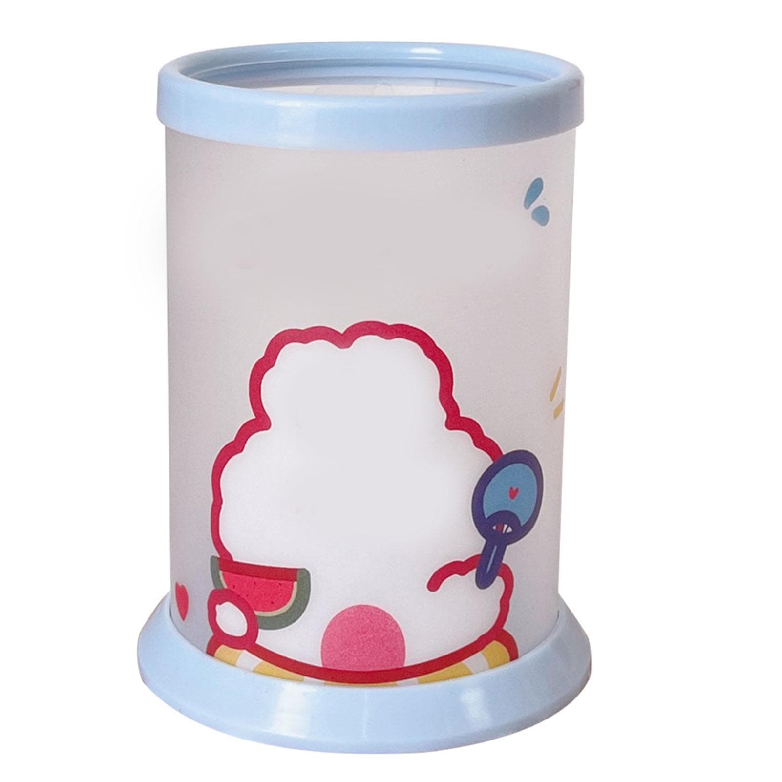 Cartoon Pencil Holder PVC Transparent Foldable Compact Desk Cartoon Pen Cup for Kids Officer